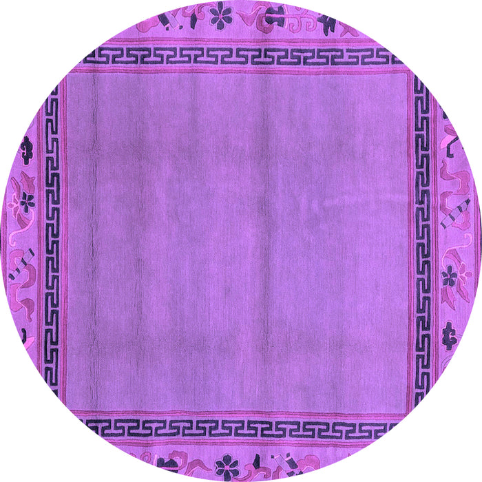 Round Machine Washable Oriental Purple Asian Inspired Area Rugs, wshabs1961pur