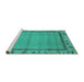Sideview of Machine Washable Oriental Turquoise Asian Inspired Area Rugs, wshabs1961turq