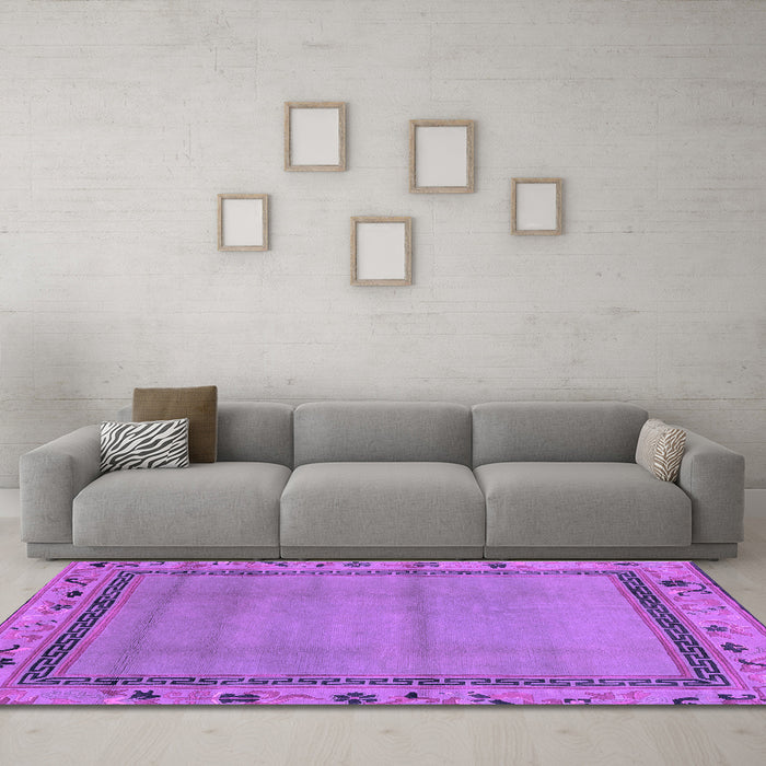 Machine Washable Oriental Purple Asian Inspired Area Rugs in a Living Room, wshabs1961pur