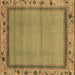 Square Machine Washable Oriental Brown Asian Inspired Rug, wshabs1961brn
