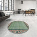 Round Machine Washable Abstract Green Rug in a Office, wshabs1961