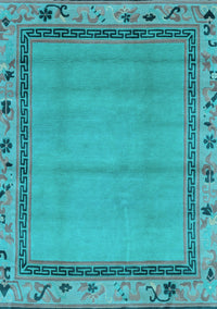 Oriental Light Blue Asian Inspired Rug, abs1961lblu