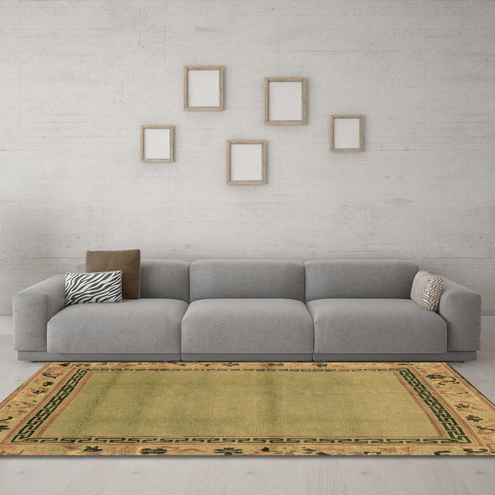 Machine Washable Oriental Brown Asian Inspired Rug in a Living Room,, wshabs1961brn
