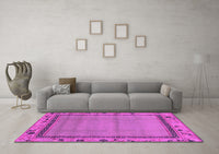 Machine Washable Oriental Pink Asian Inspired Rug, wshabs1961pnk