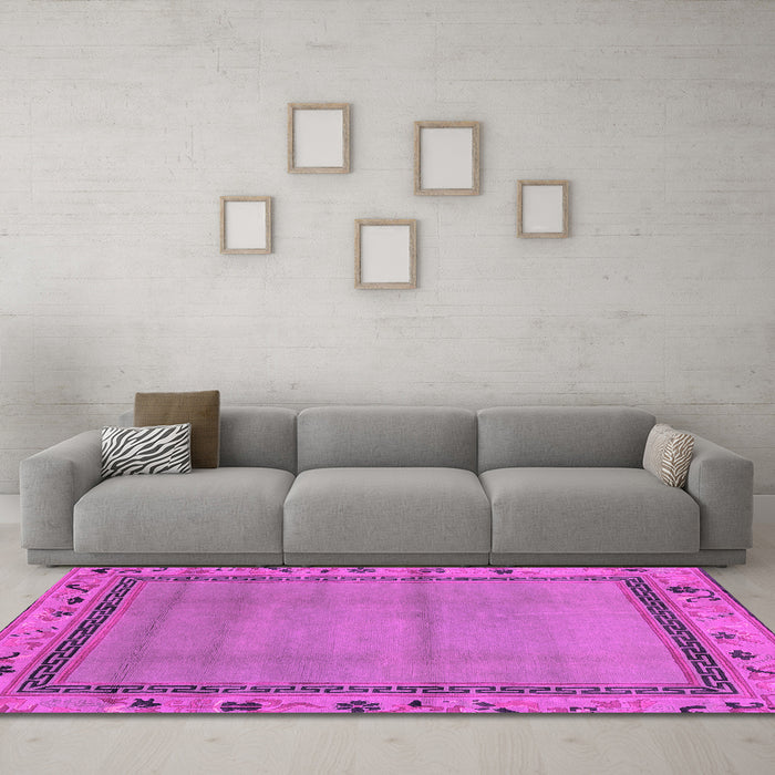 Machine Washable Oriental Pink Asian Inspired Rug in a Living Room, wshabs1961pnk