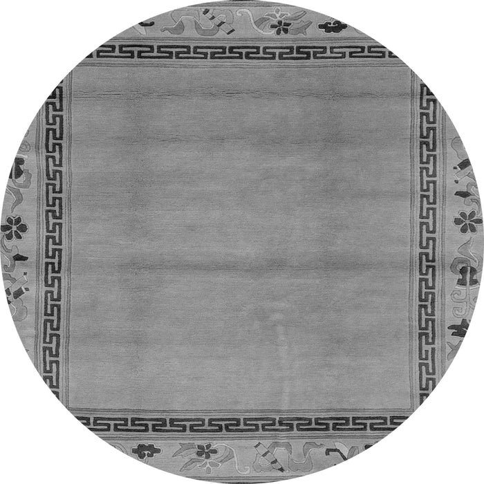 Round Machine Washable Oriental Gray Asian Inspired Rug, wshabs1961gry