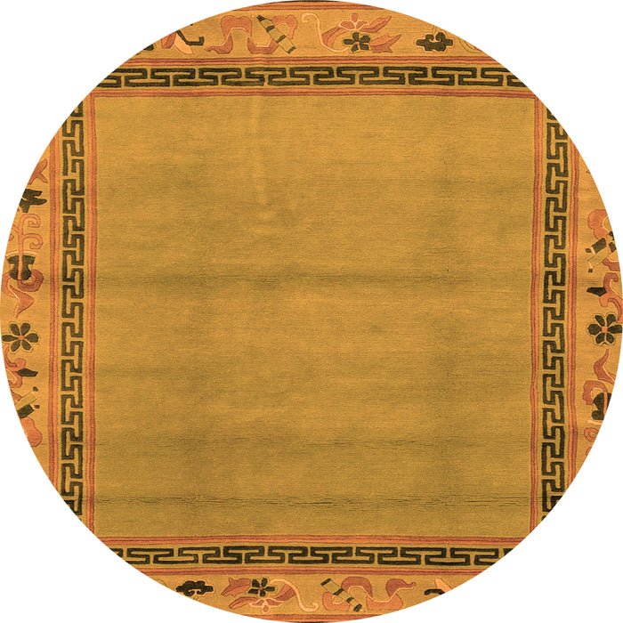 Round Machine Washable Oriental Orange Asian Inspired Area Rugs, wshabs1961org