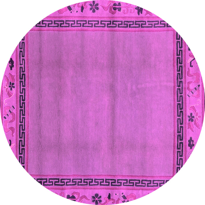Round Machine Washable Oriental Pink Asian Inspired Rug, wshabs1961pnk