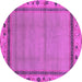 Round Machine Washable Oriental Pink Asian Inspired Rug, wshabs1961pnk
