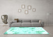 Machine Washable Abstract Turquoise Modern Area Rugs in a Living Room,, wshabs1962turq