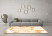 Machine Washable Abstract Orange Modern Area Rugs in a Living Room, wshabs1962org