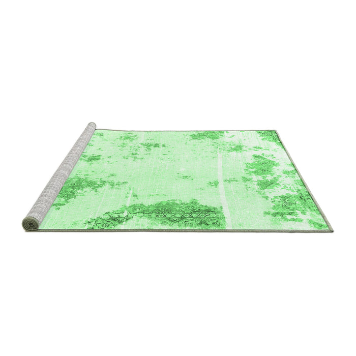Sideview of Machine Washable Abstract Emerald Green Modern Area Rugs, wshabs1962emgrn