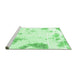 Sideview of Machine Washable Abstract Emerald Green Modern Area Rugs, wshabs1962emgrn