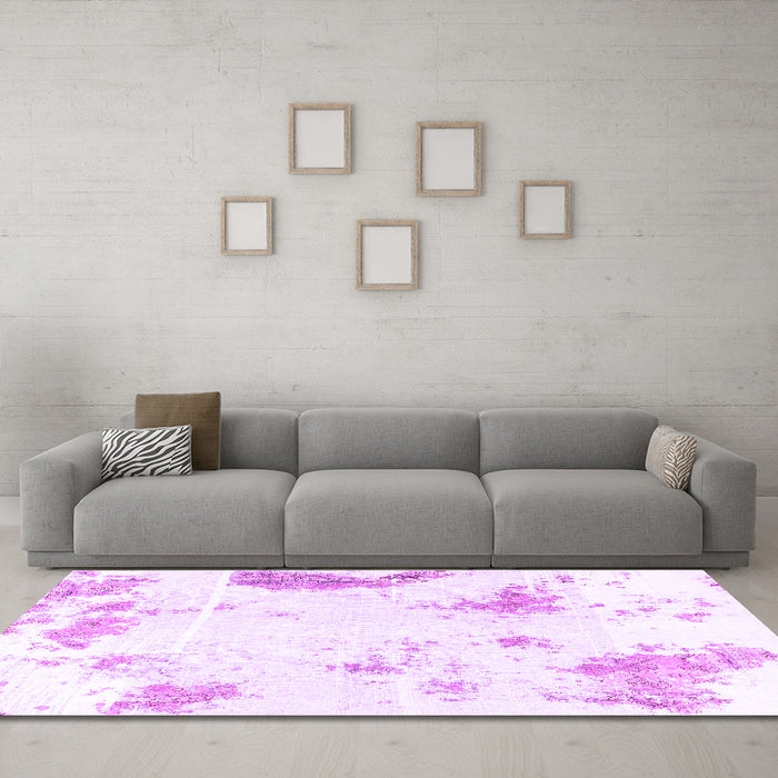Machine Washable Abstract Purple Modern Area Rugs in a Living Room, wshabs1962pur
