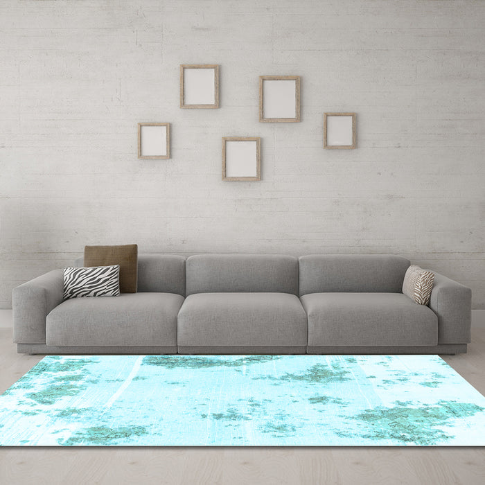 Machine Washable Abstract Light Blue Modern Rug in a Living Room, wshabs1962lblu