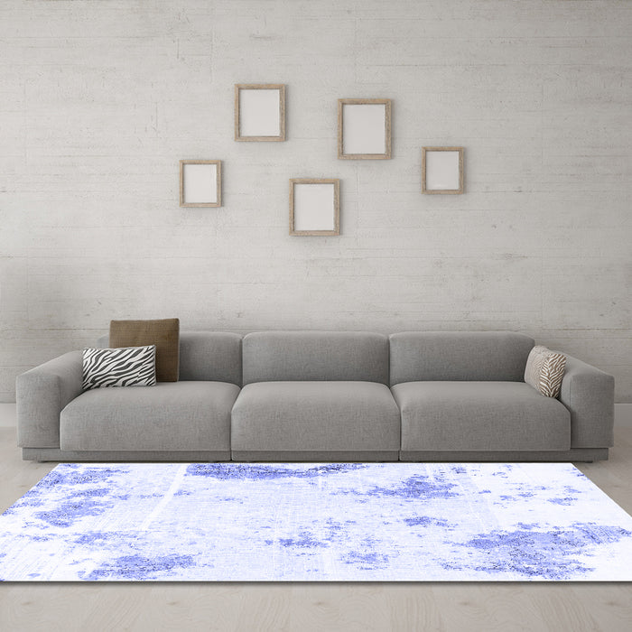 Machine Washable Abstract Blue Modern Rug in a Living Room, wshabs1962blu