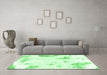 Machine Washable Abstract Emerald Green Modern Area Rugs in a Living Room,, wshabs1962emgrn