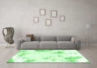 Machine Washable Abstract Emerald Green Modern Rug, wshabs1962emgrn