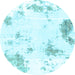 Round Abstract Light Blue Modern Rug, abs1962lblu