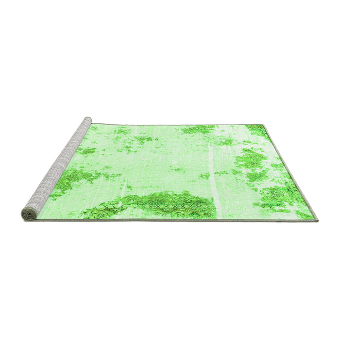 Sideview of Machine Washable Abstract Green Modern Area Rugs, wshabs1962grn