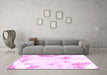 Machine Washable Abstract Pink Modern Rug in a Living Room, wshabs1962pnk