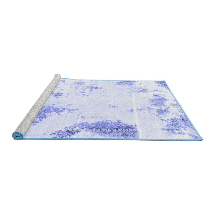 Sideview of Machine Washable Abstract Blue Modern Rug, wshabs1962blu