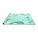 Sideview of Machine Washable Abstract Turquoise Modern Area Rugs, wshabs1962turq