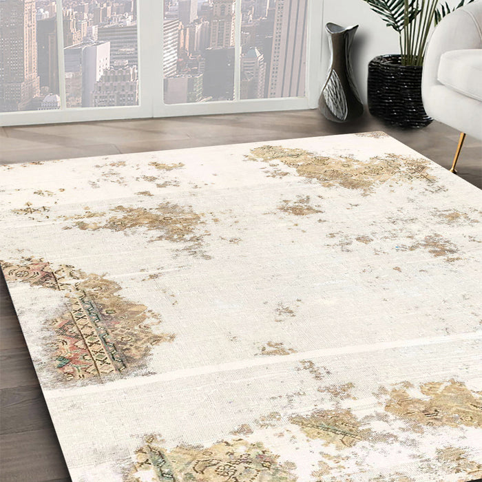 Machine Washable Abstract Desert Sand Beige Rug in a Family Room, wshabs1962