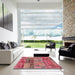 Square Abstract Pink Coral Pink Patchwork Rug in a Living Room, abs1963