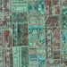 Square Patchwork Turquoise Transitional Rug, abs1963turq