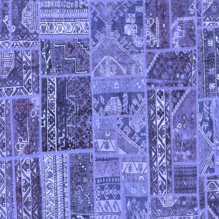 Square Machine Washable Patchwork Blue Transitional Rug, wshabs1963blu