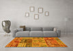 Machine Washable Patchwork Yellow Transitional Rug in a Living Room, wshabs1963yw