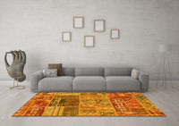 Machine Washable Patchwork Yellow Transitional Rug, wshabs1963yw