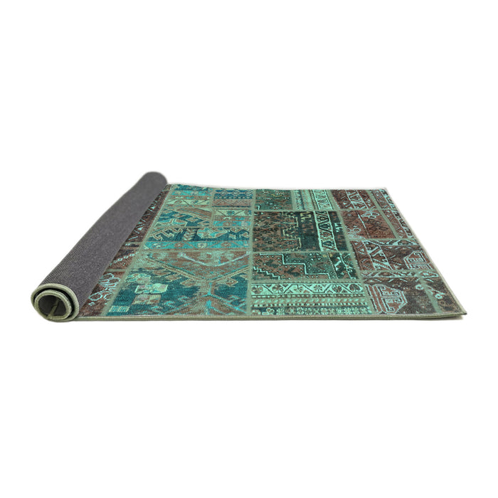 Sideview of Patchwork Turquoise Transitional Rug, abs1963turq