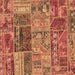 Square Machine Washable Patchwork Brown Transitional Rug, wshabs1963brn