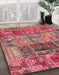 Abstract Pink Coral Pink Patchwork Rug in Family Room, abs1963