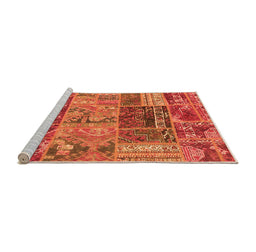 Sideview of Machine Washable Patchwork Orange Transitional Area Rugs, wshabs1963org