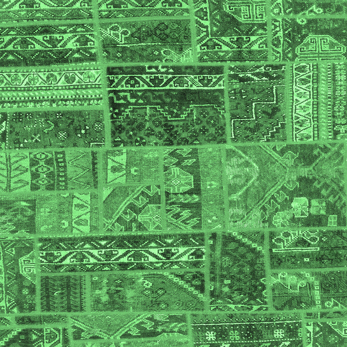 Square Machine Washable Patchwork Emerald Green Transitional Area Rugs, wshabs1963emgrn