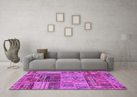 Machine Washable Patchwork Purple Transitional Rug, wshabs1963pur