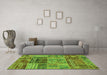 Machine Washable Patchwork Green Transitional Area Rugs in a Living Room,, wshabs1963grn