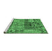 Sideview of Machine Washable Patchwork Emerald Green Transitional Area Rugs, wshabs1963emgrn