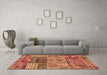 Machine Washable Patchwork Brown Transitional Rug in a Living Room,, wshabs1963brn