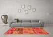 Machine Washable Patchwork Orange Transitional Area Rugs in a Living Room, wshabs1963org