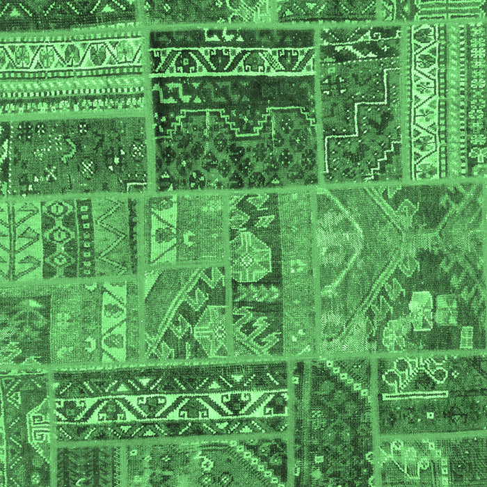 Machine Washable Patchwork Emerald Green Transitional Area Rugs, wshabs1963emgrn