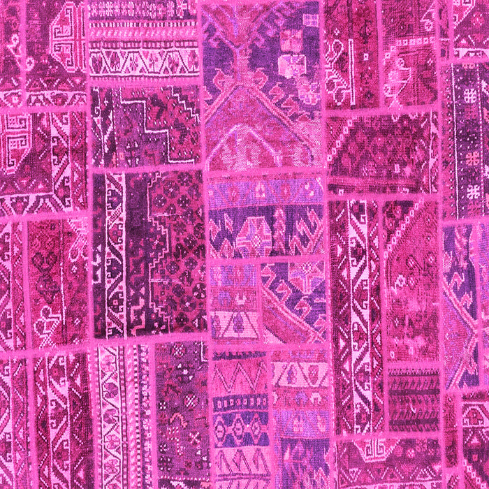 Square Machine Washable Patchwork Pink Transitional Rug, wshabs1963pnk