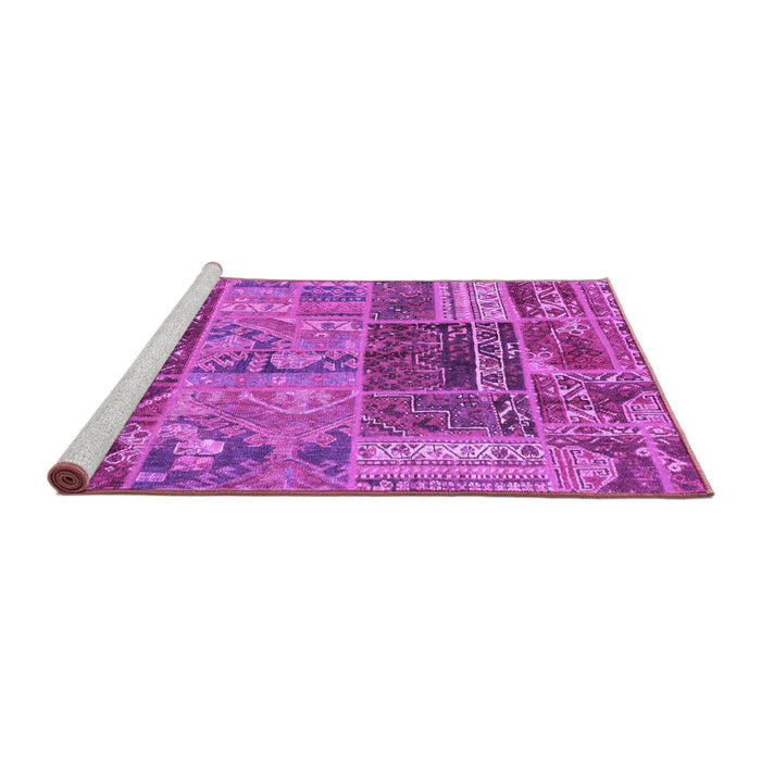 Sideview of Machine Washable Patchwork Purple Transitional Area Rugs, wshabs1963pur