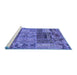 Sideview of Machine Washable Patchwork Blue Transitional Rug, wshabs1963blu