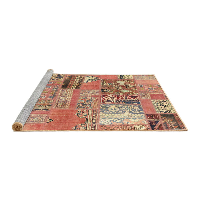 Sideview of Machine Washable Abstract Chestnut Red Rug, wshabs1964