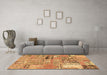 Machine Washable Patchwork Brown Transitional Rug in a Living Room,, wshabs1964brn