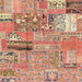 Square Abstract Chestnut Red Patchwork Rug, abs1964